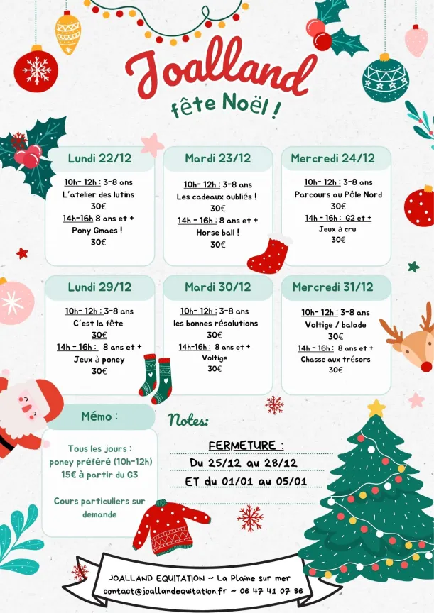 Joalland Equitation Centre Equestre La Plaine Sur Mer White Green Red Cute Playful Cartoon Christmas Weekly Schedule Planner A4 1 1 Joalland Equitation Centre Equestre La Plaine Sur Mer White Green Red Cute Playful Cartoon Christmas Weekly Schedule Planner A4 1 1