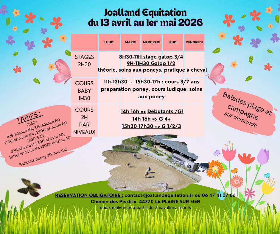 Joalland Equitation Centre Equestre La Plaine Sur Mer Pop Up 2026